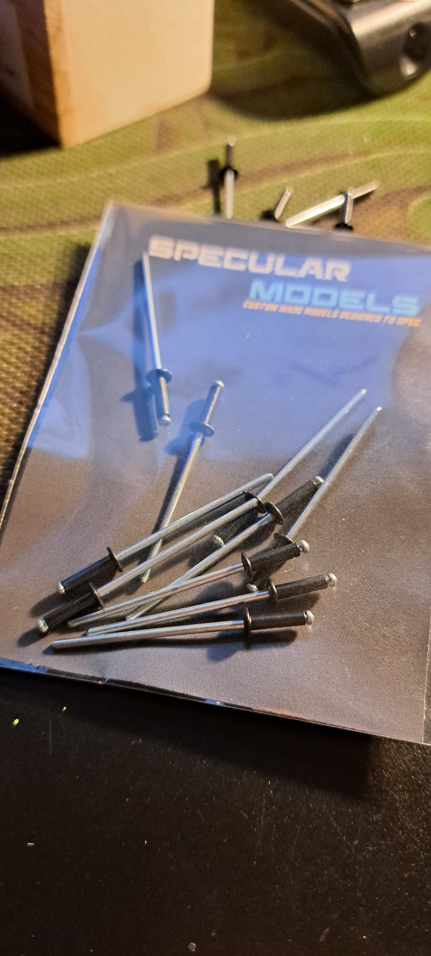 Mamod TE1, TE1A, SR1A, 1/32nd x 8mm Black Aluminium Rivets 10Pack