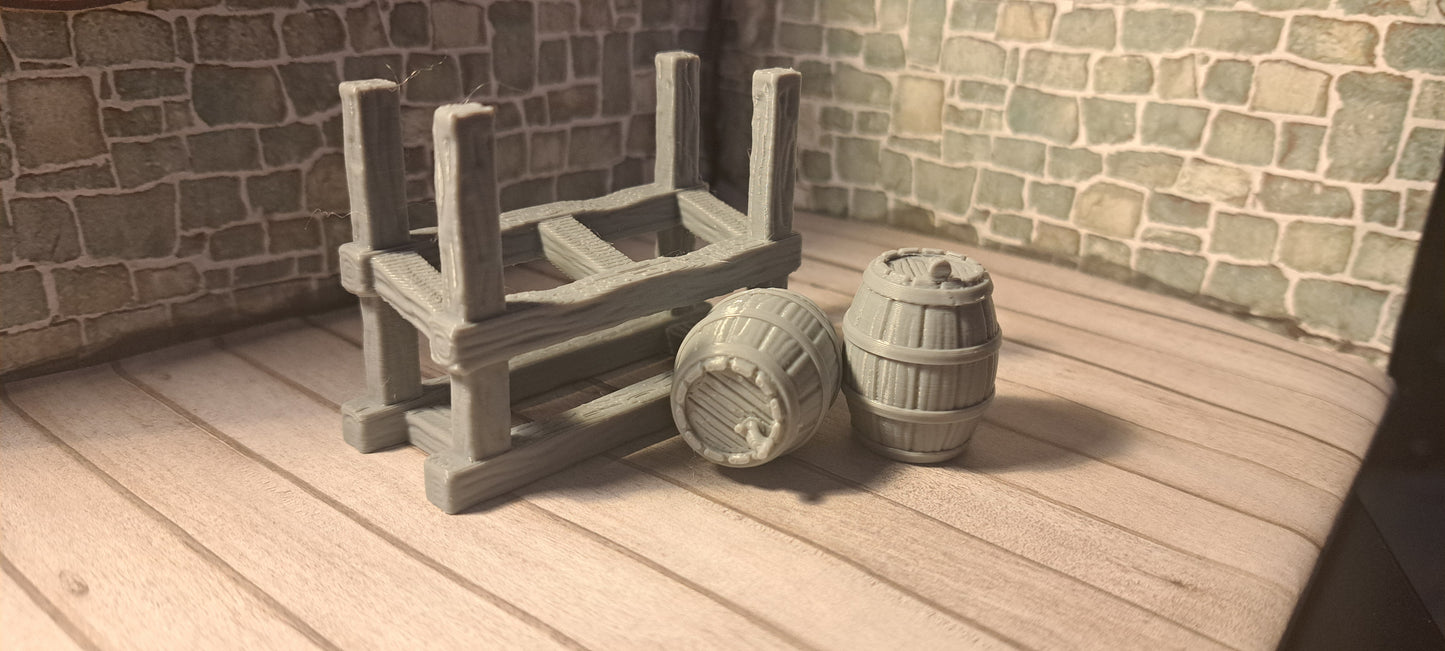 Tavern Barrel Tap Stand (28mm Wargames, Fantasy)