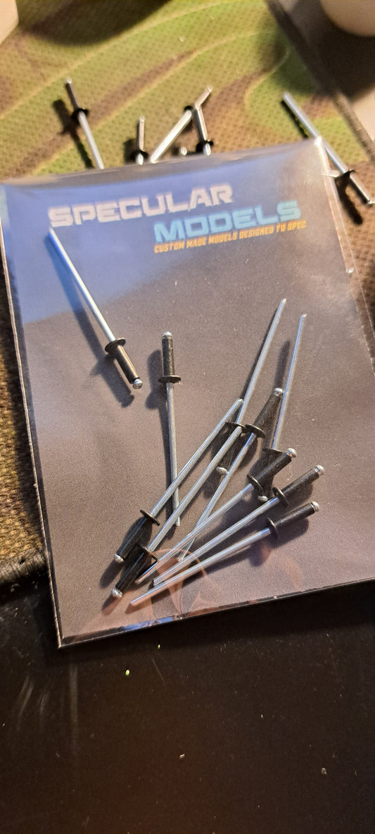 Mamod TE1, TE1A, SR1A, 1/32nd x 8mm Black Aluminium Rivets 10Pack