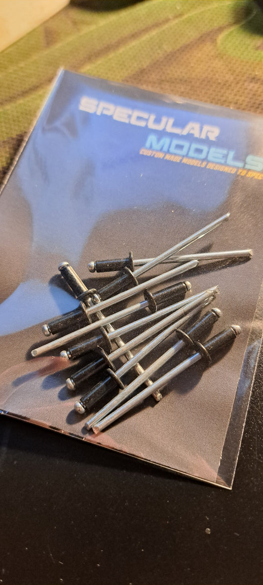 Mamod TE1, TE1A, SR1A, 1/8th x 8mm Black Aluminium Rivets 10Pack