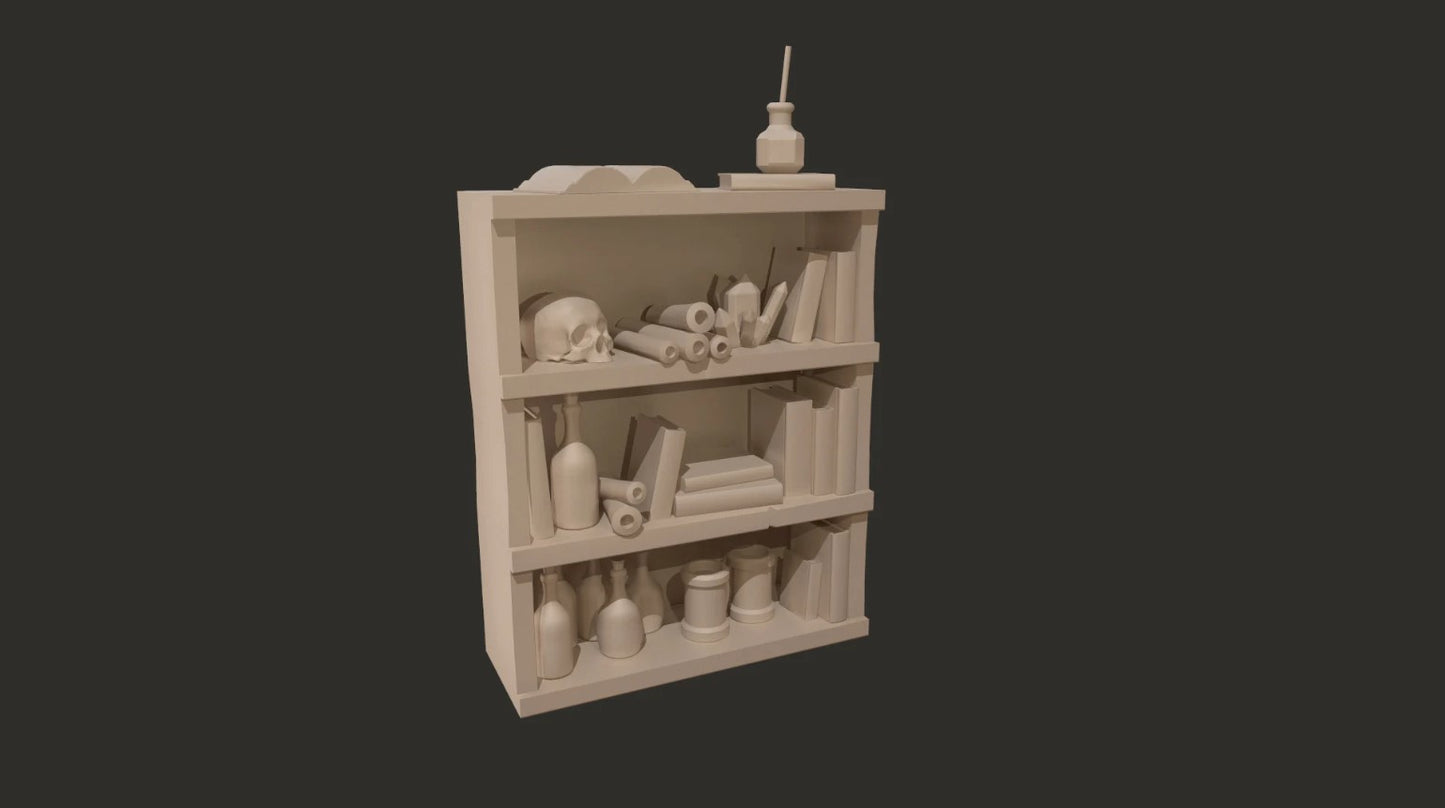 Full Bookcase (28mm Fantasy, Diorama)