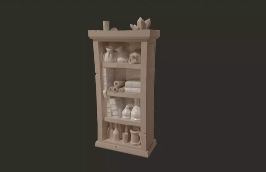 Bookcase Narrow (28mm Fantasy, Diorama)