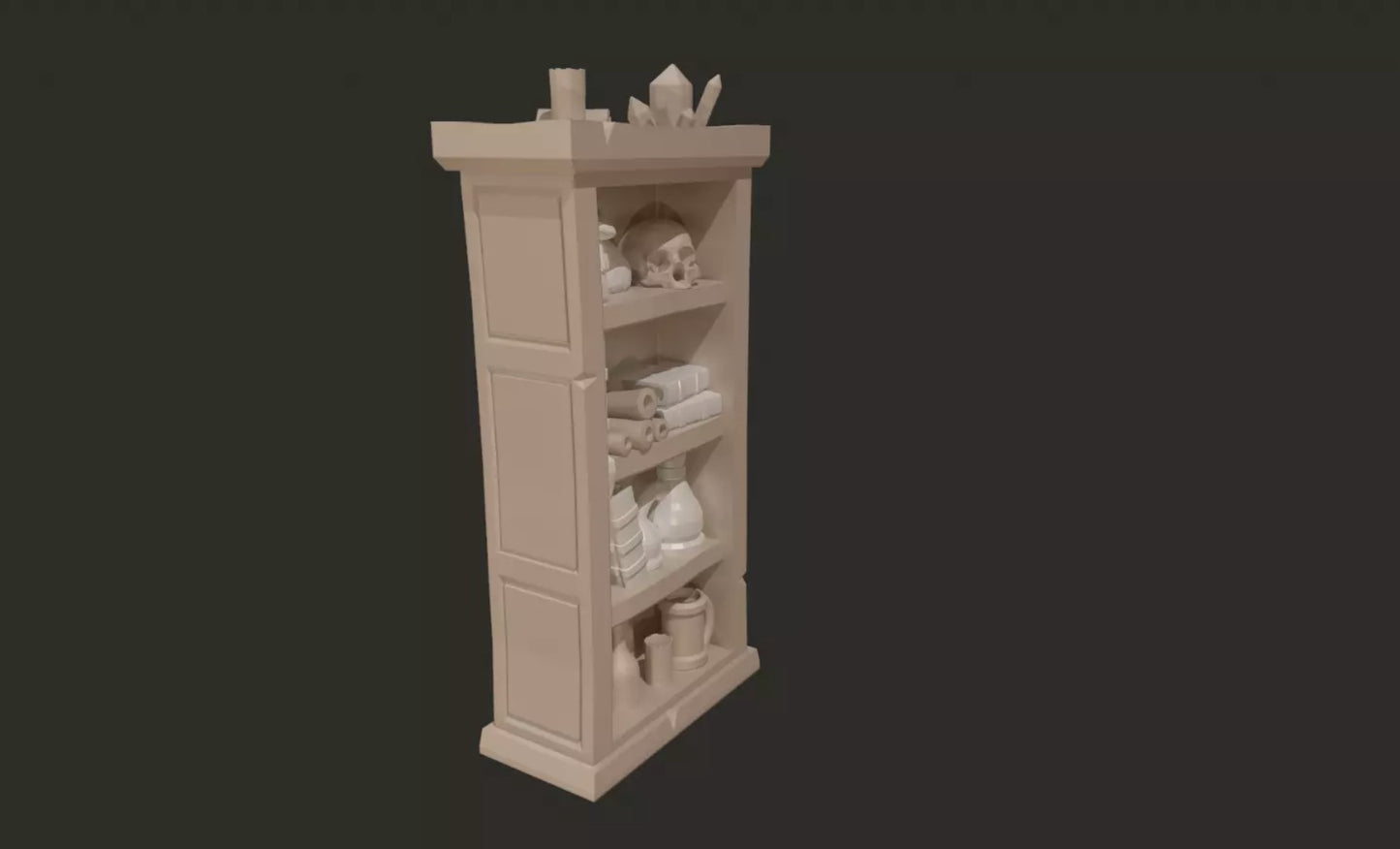 Bookcase Narrow (28mm Fantasy, Diorama)