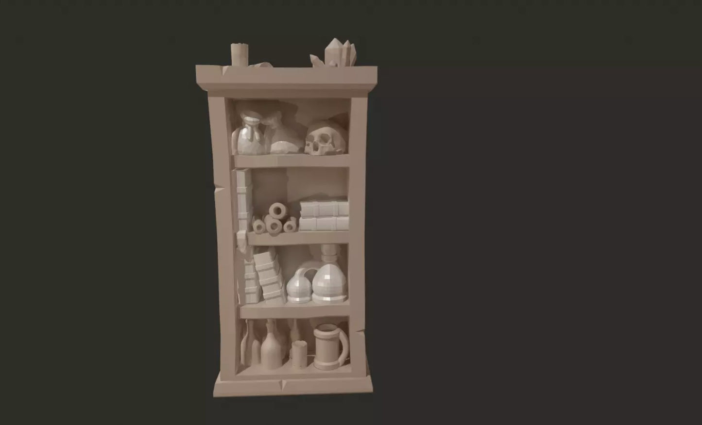 Bookcase Narrow (28mm Fantasy, Diorama)